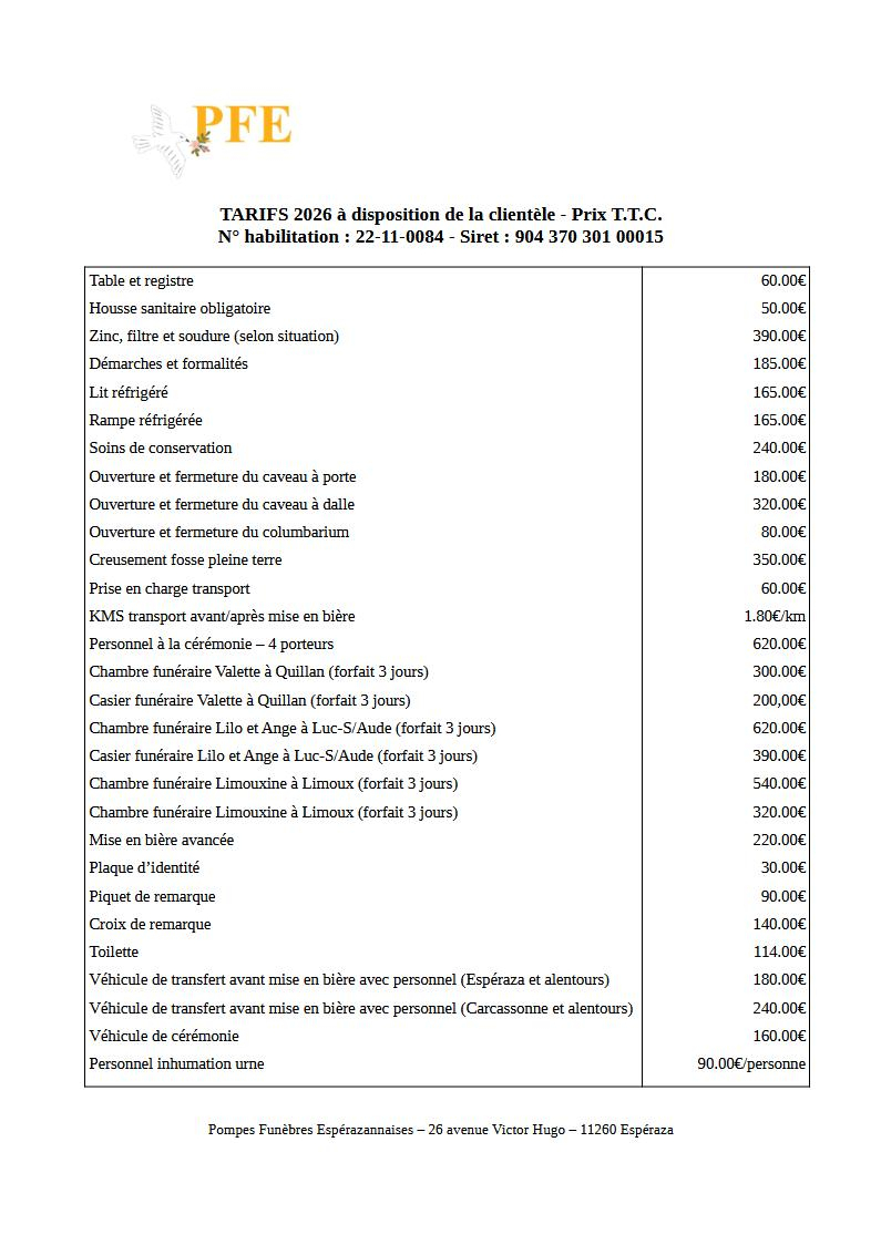 TARIF-PFE-2026